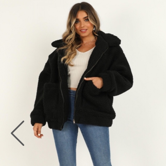 Showpo. Jackets & Blazers - Black Teddy Coat